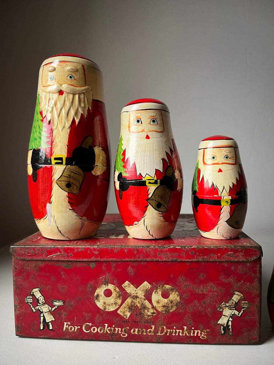 Vintage Father Christmas Wooden Nesting Dolls Lost and loved