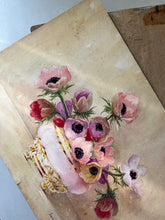 Load image into Gallery viewer, Vintage Watercolour Floral Painting on board