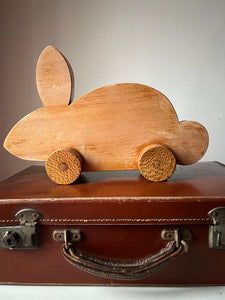 Vintage wooden push along rabbit