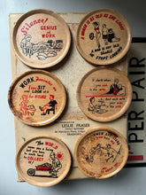 Load image into Gallery viewer, Set of 6 Vintage Wooden Coasters