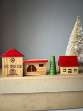 Load image into Gallery viewer, Vintage Wooden Christmas Village Set, Town Hall