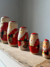 Load image into Gallery viewer, Vintage Father Christmas wooden Nesting Dolls