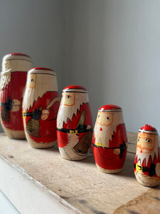 Vintage Father Christmas wooden Nesting Dolls