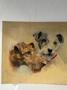 1940s Terrier Painting on Board