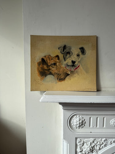 1940s Terrier Painting on Board