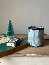 Load image into Gallery viewer, Blue Rustic Pottery Candle, Oud and Pomegranate