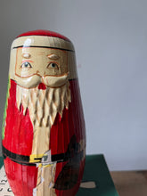 Load image into Gallery viewer, Vintage Father Christmas wooden Nesting Dolls