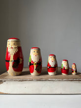 Load image into Gallery viewer, Vintage Father Christmas wooden Nesting Dolls