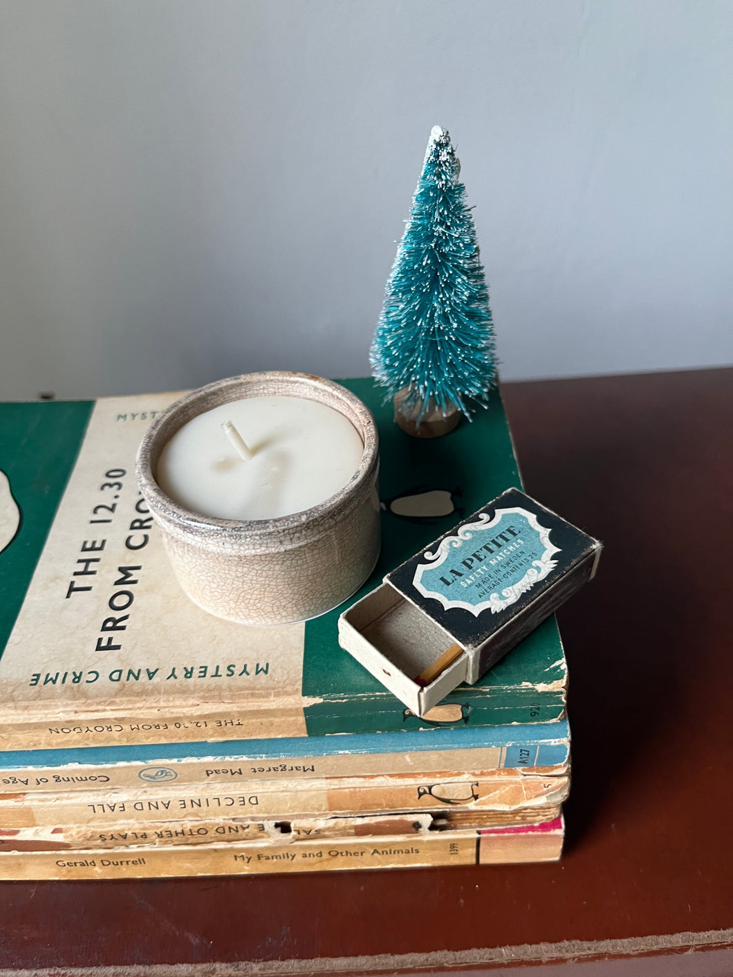 Antique Stoneware Ink pot Jar Candle, Oud and Pomegranate