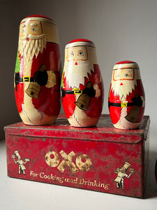 Vintage Father Christmas Wooden Nesting Dolls