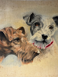 1940s Terrier Painting on Board