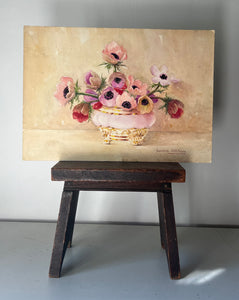 Vintage Watercolour Floral Painting on board
