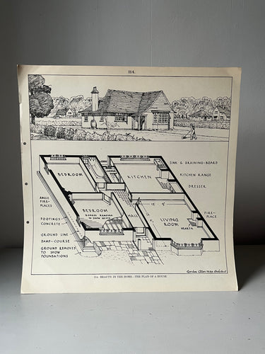 1950s Educational Example Poster, ‘Home floorplan’