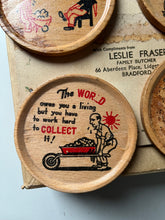 Load image into Gallery viewer, Set of 6 Vintage Wooden Coasters