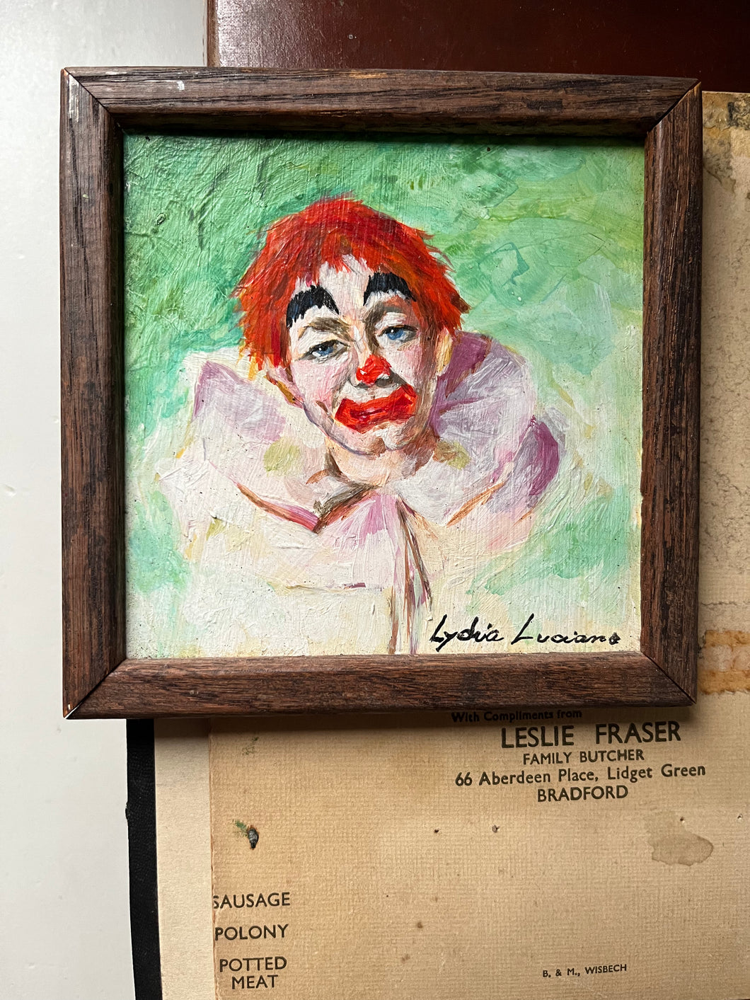 Vintage Miniature Clown Painting