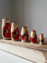 Load image into Gallery viewer, Vintage Father Christmas wooden Nesting Dolls