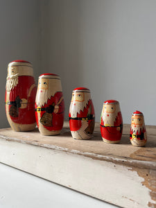 Vintage Father Christmas wooden Nesting Dolls