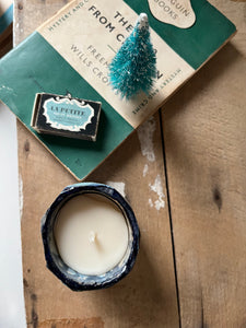 Blue Rustic Pottery Candle, Oud and Pomegranate