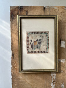 Vintage Elephant Embroidery Framed