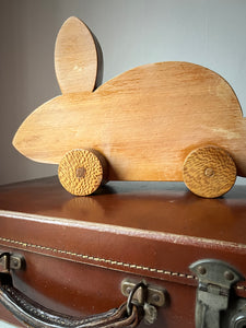 Vintage wooden push along rabbit