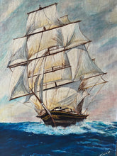 Load image into Gallery viewer, Vintage Ship Painting on Board