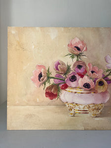 Vintage Watercolour Floral Painting on board