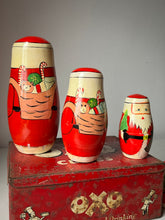 Load image into Gallery viewer, Vintage Father Christmas Wooden Nesting Dolls