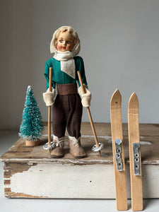 Vintage felted Ski doll