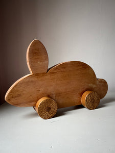 Vintage wooden push along rabbit