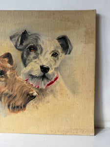 1940s Terrier Painting on Board