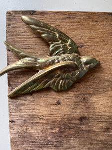 Vintage Brass Swallow Wall Plaque