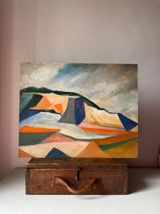 Vintage Abstract Landscape, Oil on Board