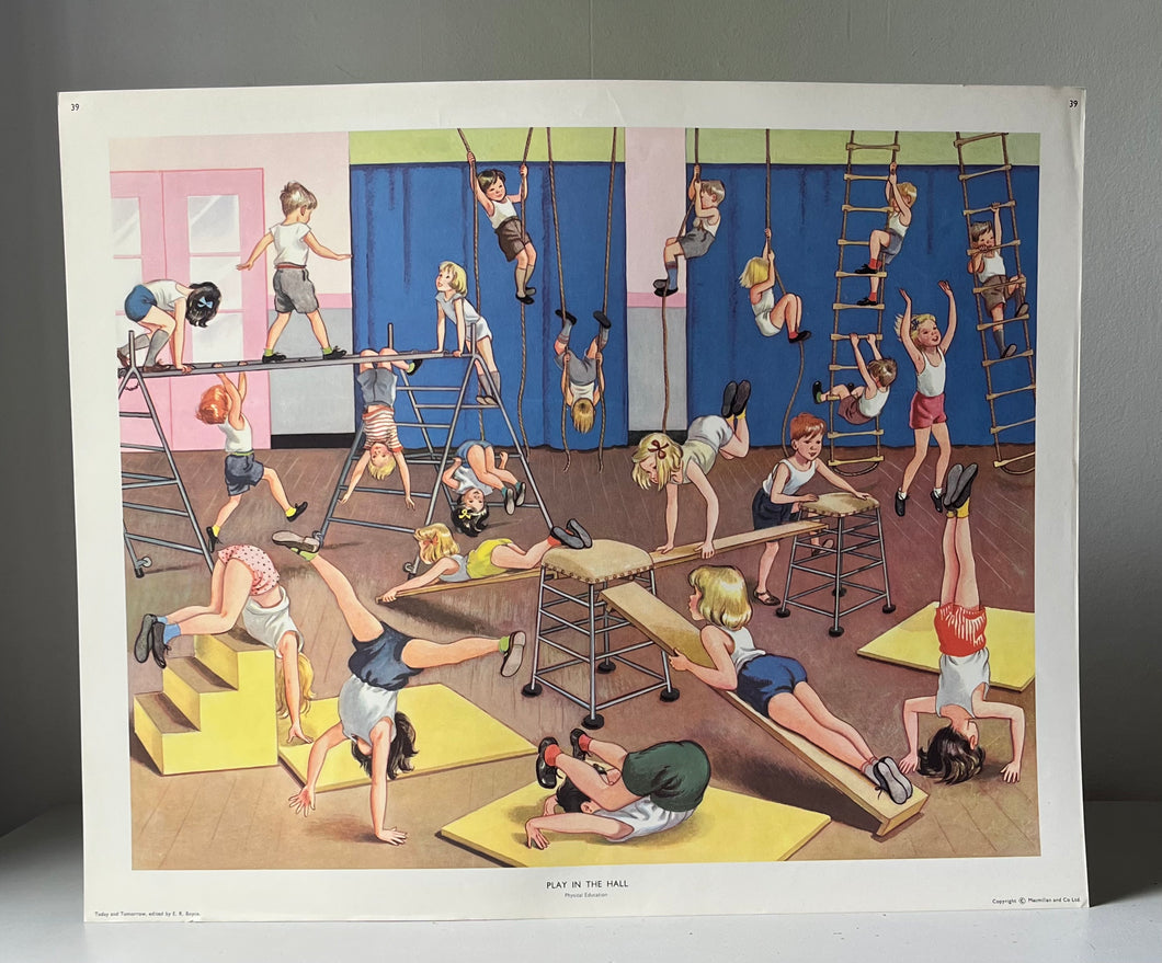 Original 1950s School Poster, ‘Play in The Hall'