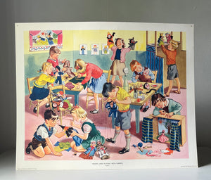 Original 1950s School Poster, ‘Making and Playing with Puppets'
