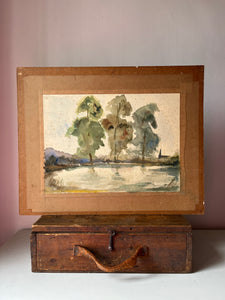 Vintage Abstract Landscape, Oil on Board