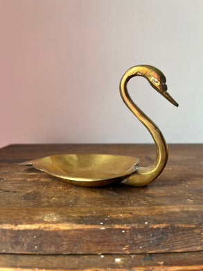 Vintage Brass Swan Dish