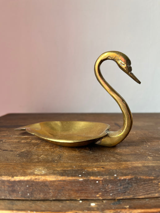 Vintage Brass Swan Dish