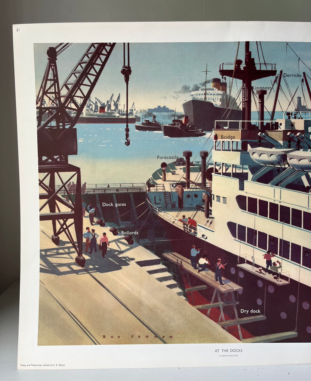 Original 1950s School Poster, ‘At the Dockyard'