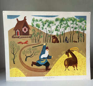 Original 1950s School Poster, ‘The Old Man and the Goat’