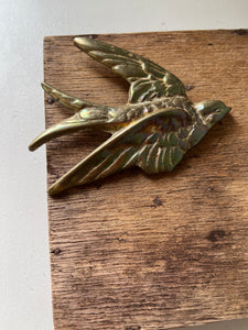 Vintage Brass Swallow Wall Plaque