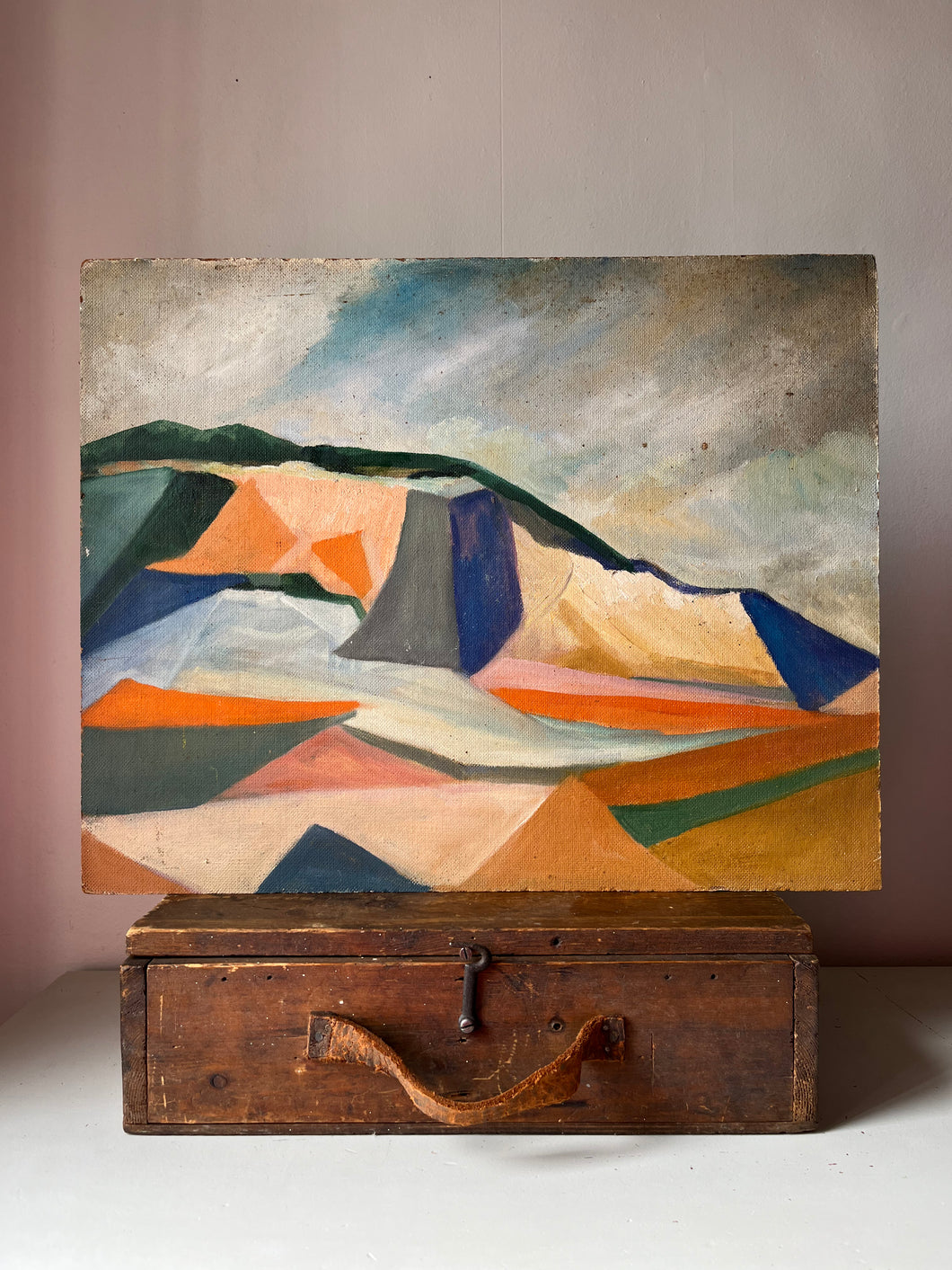 Vintage Abstract Landscape, Oil on Board