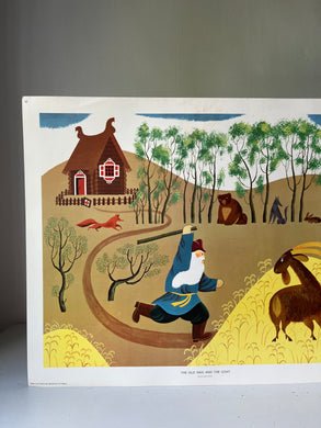Original 1950s School Poster, ‘The Old Man and the Goat’