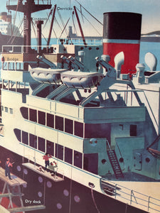 Original 1950s School Poster, ‘At the Dockyard'