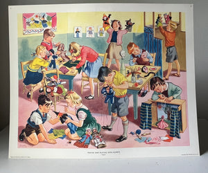 Original 1950s School Poster, ‘Making and Playing with Puppets'