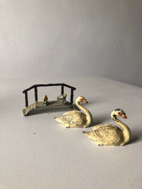 Set of Antique Lead Swans