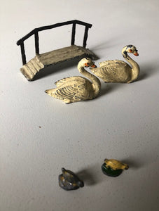 Set of Antique Lead Swans