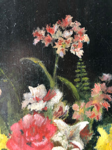 Vintage Floral Oil on Board