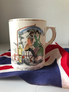 Vintage Cycling Mug Candle, Mint and Fig