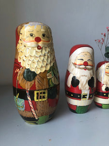 Set of Vintage Father Christmas Nesting Dolls