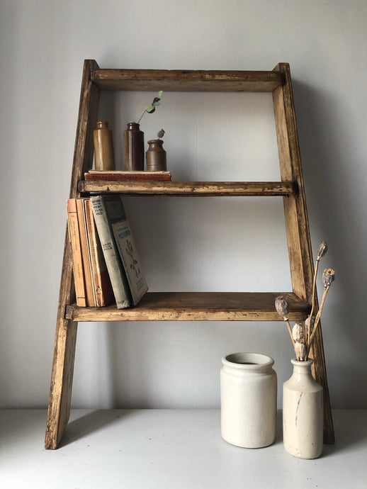 Antique Oak Library Steps / Ladder (UK SHIPPING ONLY)